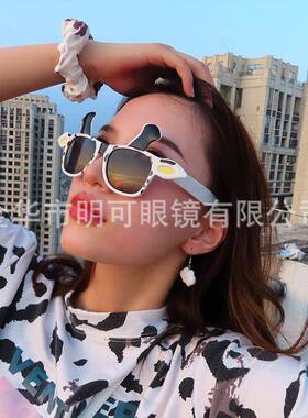 舞会派对装饰黑色奶牛卡通动物眼镜自拍照搞笑眼镜生日搞怪墨镜