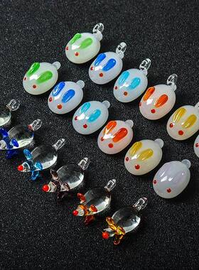 日式桌面玻璃手作可爱兔子小老鼠手工玻璃动物摆件创意家居小摆件