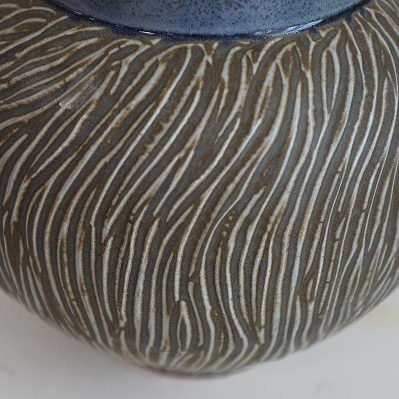 PCO手工雕装刻纹复古瓷台面花瓶侘禅意寂陶风陶罐摆件干花插花粗,淘宝优惠券,粉丝福利购,淘宝优惠卷