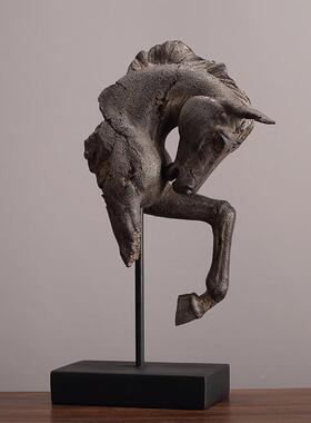 美式仿风格古X8242军马头摆饰居软装家饰品树脂摆件客厅玄关书房