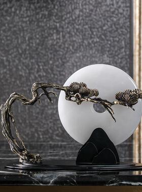 天然玉石平安扣摆件书新中式玄关酒架柜禅客厅家居房kf9963博古装