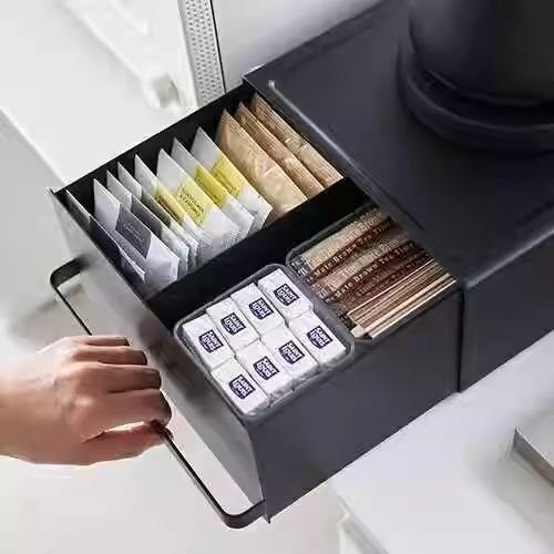 跨境台面收纳盒抽屉储物桌面整理咖啡机饮水机垫高置物架茶包杯架 - 图0