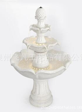 树脂工艺品仿石雕三层落地欧式流水喷泉别墅庭院大门流水景观摆件