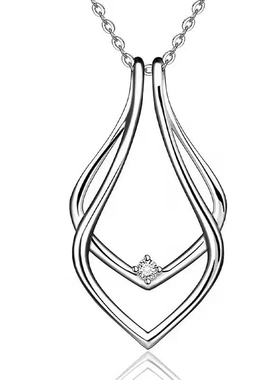 新款款欧美简约镀银v型项链戒指支架送爱人