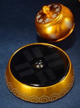 金色八吉祥太阳能合金车载转轮转筒车用中控台转动桶室内桌面摆件