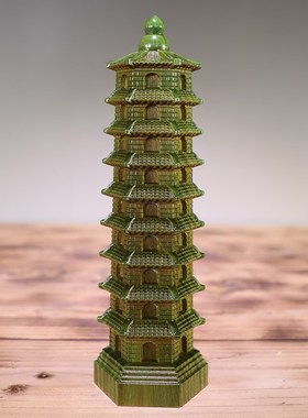 绿檀木九层文昌塔摆件十三层木质高端绿檀木13层9层7层文昌塔礼品