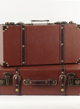 婚纱影楼摄影道具外景拍照橱窗摆件复古I手提箱子老式木箱仿古皮