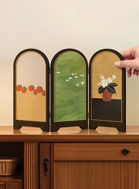 小清新绿色飞燕桌面客厅屏风摆件画法式餐厅餐边T柜斗柜装饰品摆