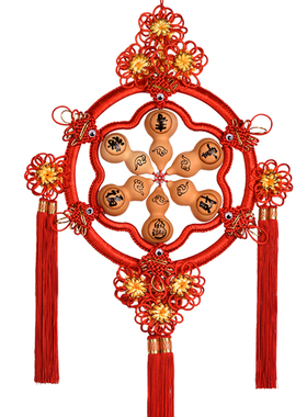 好货天然葫芦烙画特大中国结挂件客厅号新房乔迁节庆小装饰中国风