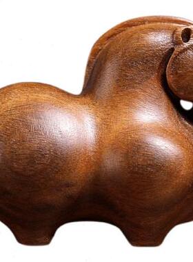 极速天然绿檀香木手工实木木雕刻唐马生肖马到成功文玩手把件小马