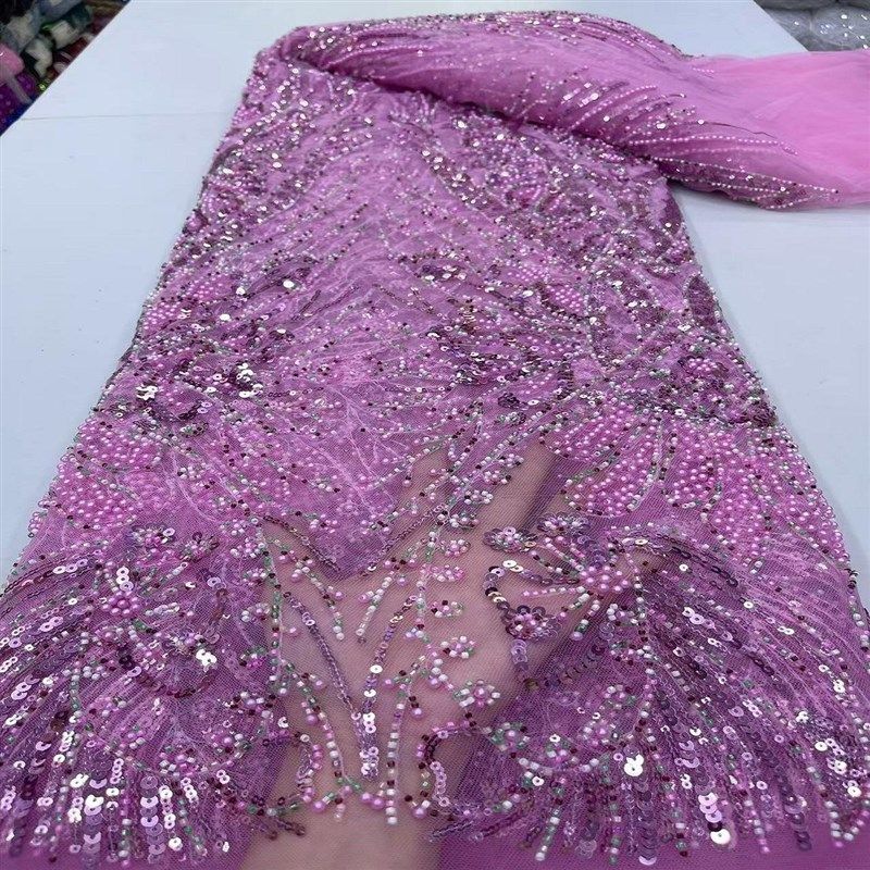 热销欧美新款泡珠珠管亮片刺绣蕾丝网纱绣花布料高定婚纱礼服面料,淘宝优惠券,粉丝福利购,淘宝优惠卷