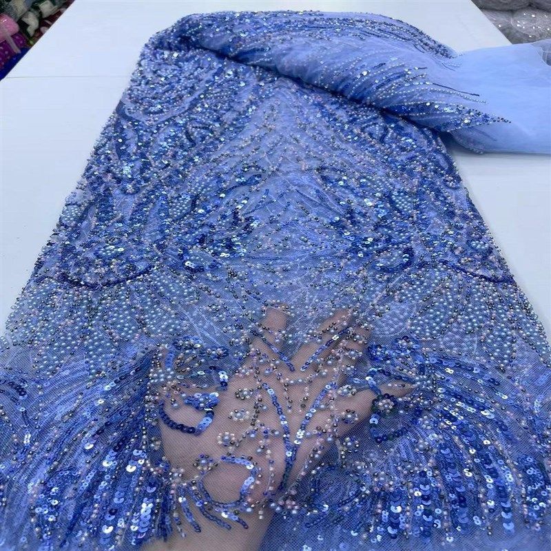 热销欧美新款泡珠珠管亮片刺绣蕾丝网纱绣花布料高定婚纱礼服面料,淘宝优惠券,粉丝福利购,淘宝优惠卷