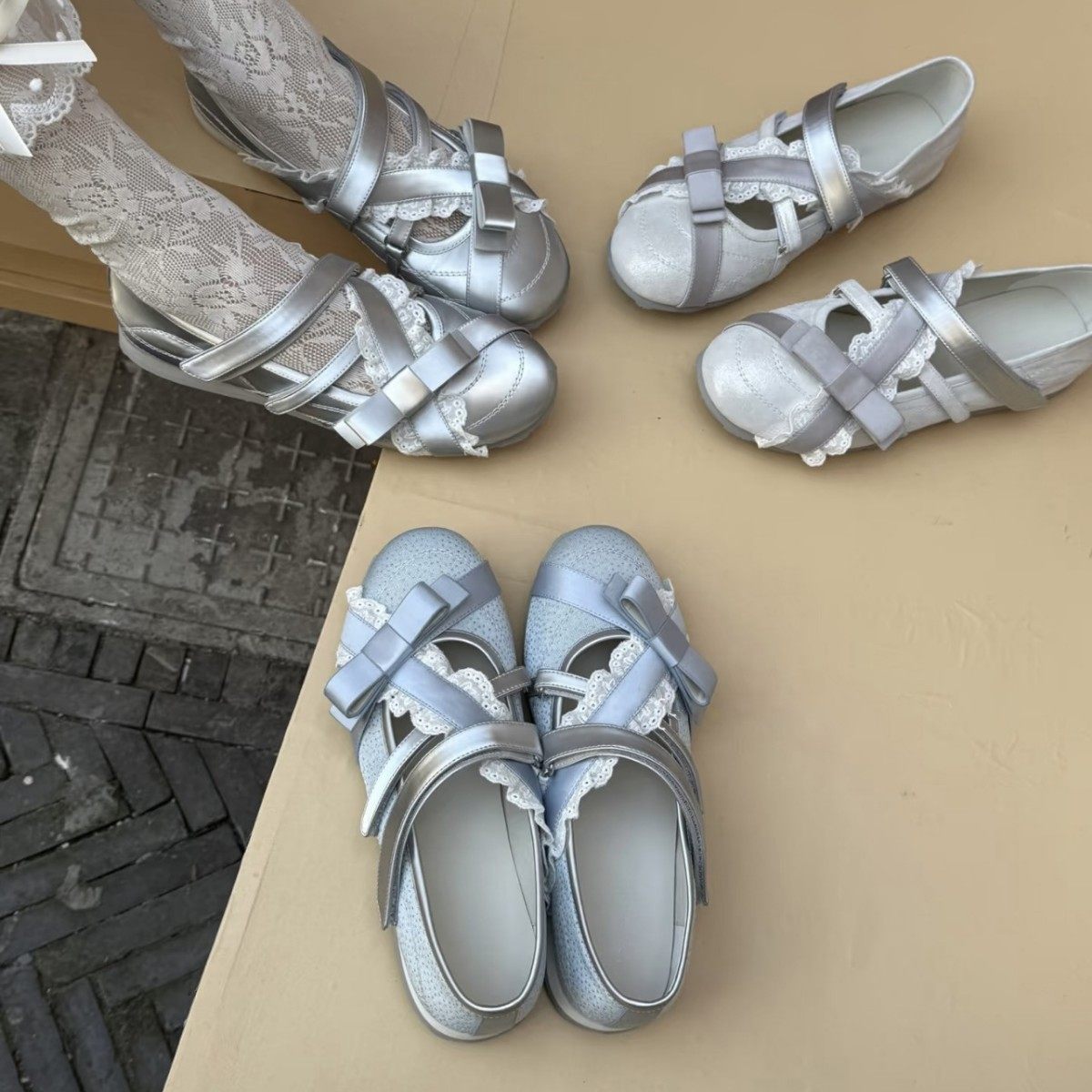 羊皮银色韩式蝴蝶结玛丽珍鞋女2026早春新款平底圆头芭蕾舞鞋单鞋,淘宝优惠券,粉丝福利购,淘宝优惠卷