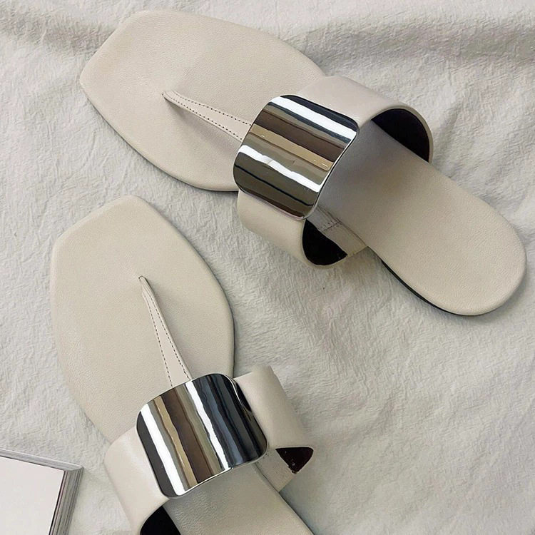 一字拖鞋女外穿2025夏新款法式平底小众休闲沙滩仙女风罗马凉拖鞋,淘宝优惠券,粉丝福利购,淘宝优惠卷