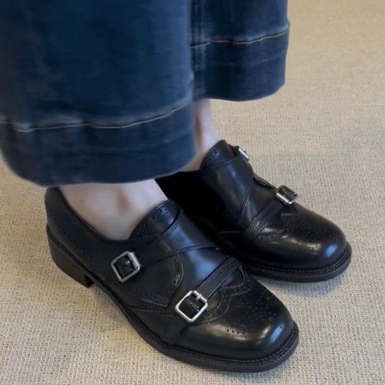 2026早春款英伦风复古雕花布洛克乐福鞋女真皮粗跟深口单鞋小皮鞋,淘宝优惠券,粉丝福利购,淘宝优惠卷