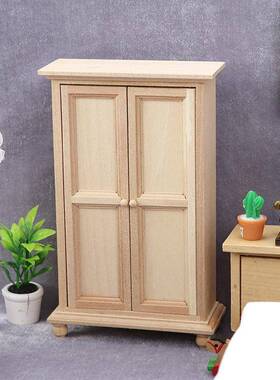 1:12娃娃屋dollhouse迷你家具卧室微场景复古立式柜子双门衣柜