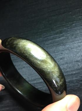 天然曜石金手镯黑猫眼水晶女款男女眼银饰品双收藏级金沙精品手串