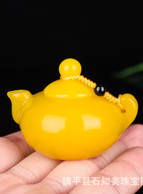 好货新疆外蒙料鸡血玉把把壶手把件金丝玉戈壁玉玉石玉器和田玉壶