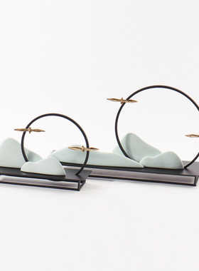 新中式禅意陶瓷假山摆件样板间书房隔断客厅茶几酒店玄关软装饰品