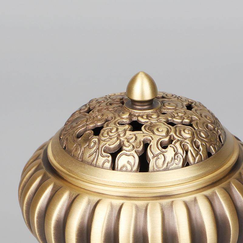 黄铜香炉高脚南瓜炉家用香道香炉用品檀香盘香用具书桌摆件,淘宝优惠券,粉丝福利购,淘宝优惠卷