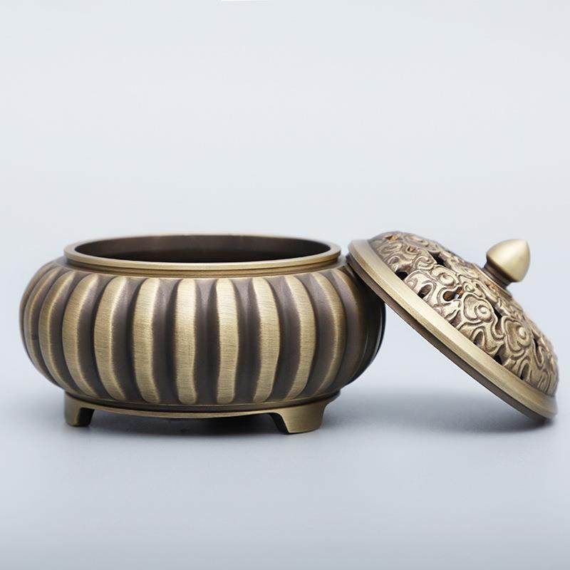 黄铜香炉高脚南瓜炉家用香道香炉用品檀香盘香用具书桌摆件,淘宝优惠券,粉丝福利购,淘宝优惠卷
