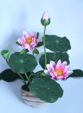 仿真小荷花莲花水池景观装饰花酒店餐品装饰小摆件假花鱼缸造景花