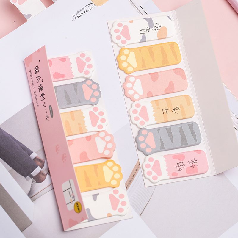 网红Mengtai Cute Cat Paw Sticky Notes Memo Pad Diary Station-图0