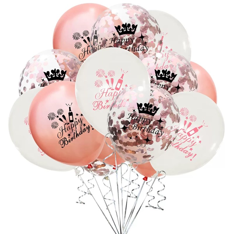 推荐Pink Rose Gold Birthday Decoration Balloons Happy Birthd - 图2