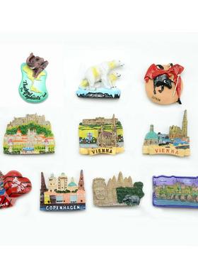 新款直销丹麦泰国挪威维也纳布拉格捷克奥地利树脂冰箱贴磁性旅游