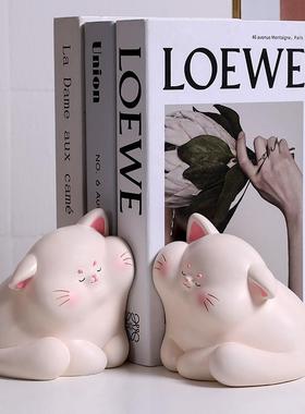 新款直销加大款树脂贴贴猫书档书立摆件书房客厅酒柜居家装饰摆件