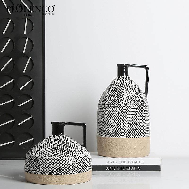 新中式复古斑点釉陶瓷干花瓶样板间会所客厅玄关插花创意装饰摆件,淘宝优惠券,粉丝福利购,淘宝优惠卷