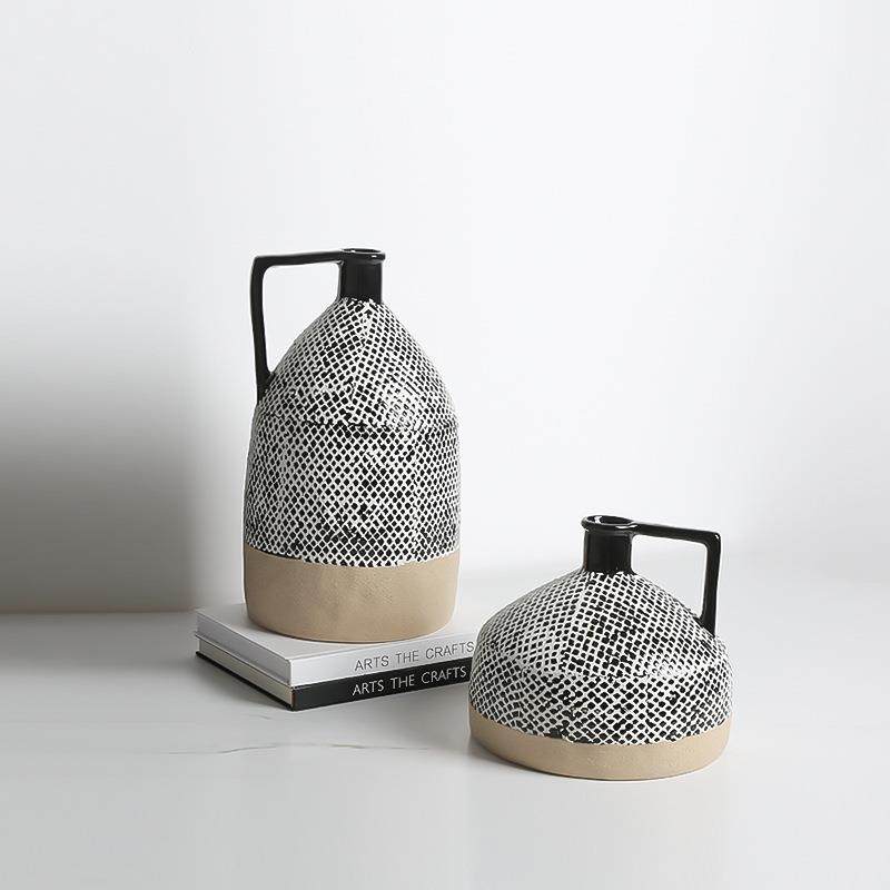 新中式复古斑点釉陶瓷干花瓶样板间会所客厅玄关插花创意装饰摆件,淘宝优惠券,粉丝福利购,淘宝优惠卷