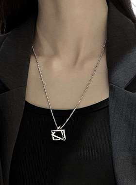 极速Mens tendy geometric space titanium steel necklace wome