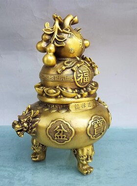 极速纯铜福禄招财聚宝盆客厅办公室摆件 百财金蟾聚宝盆店铺开业
