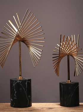 新中式创意金属摆件玄关饰品酒店办公室书房样板房客厅软装摆设