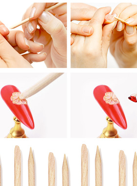 好货Lurayee Nail Cuticle Pusher Orange Wood Sticks Nail Mani
