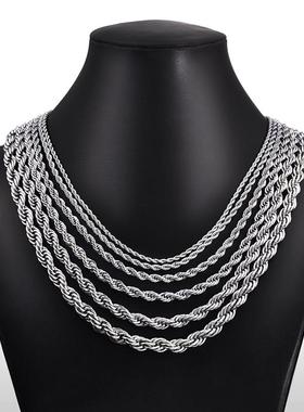 Jiayiqi 2mm-7mm Rope Chain Necklace Stainless Steel Never Fa