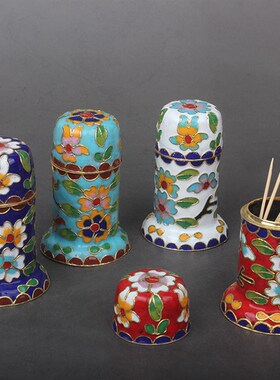 好货北京景泰蓝牙签盒手工掐丝珐琅牙签筒特色工艺品家居摆件出国