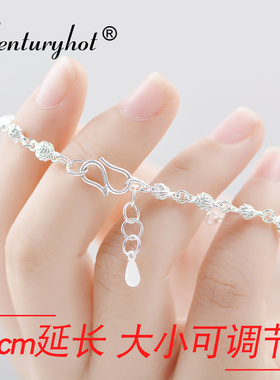 纯银玫瑰花手錬女简约闺蜜学生森系清新甜美手饰刻字情人节送女友