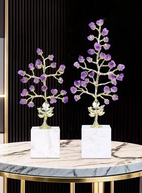 轻奢紫葡萄树大理石底座摆件家居高级感客厅软装家居装饰品