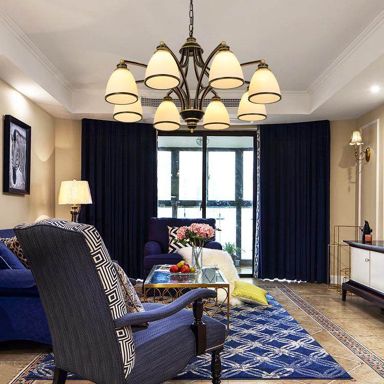 欧式吊灯美式乡村复古吊灯饰铁艺玻璃客厅灯卧室灯具餐厅酒店,淘宝优惠券,粉丝福利购,淘宝优惠卷