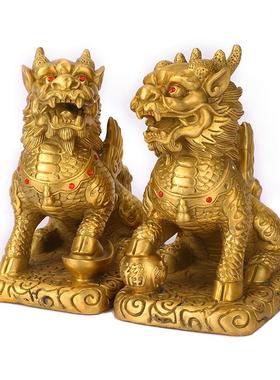 厂家黄铜麒麟全铜财富福麒麟工艺品礼品家居摆件