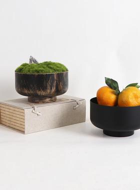 金属铁艺碗型花器酒店会所样板房大堂苔藓餐桌桌面收纳软装摆件