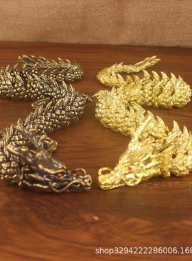 升级镜面款黄铜金龙可活动中国龙爆款热销3D神龙摆件古玩生肖铜龙