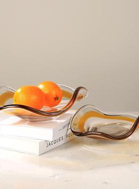 琉璃异形水果盘轻奢艺术摆件客厅样板房售楼处酒店茶几桌面装饰品