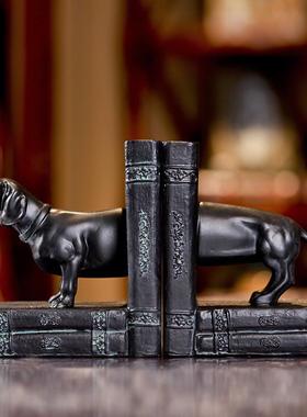 美式乡村树脂工艺品欧式仿古宠物狗书档摆件家居客厅酒柜隔板摆设