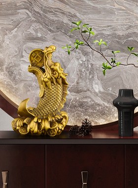 黄铜鸱吻b摆件厨房进门用西北角避火龙螭吻鳌鱼瑞兽铜龙头鱼身大