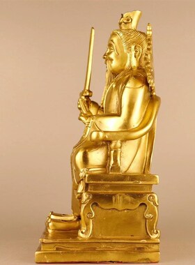 全黄铜鸿钧老祖摆件洪君老祖神像三清F师父家居供奉佛堂工艺品装