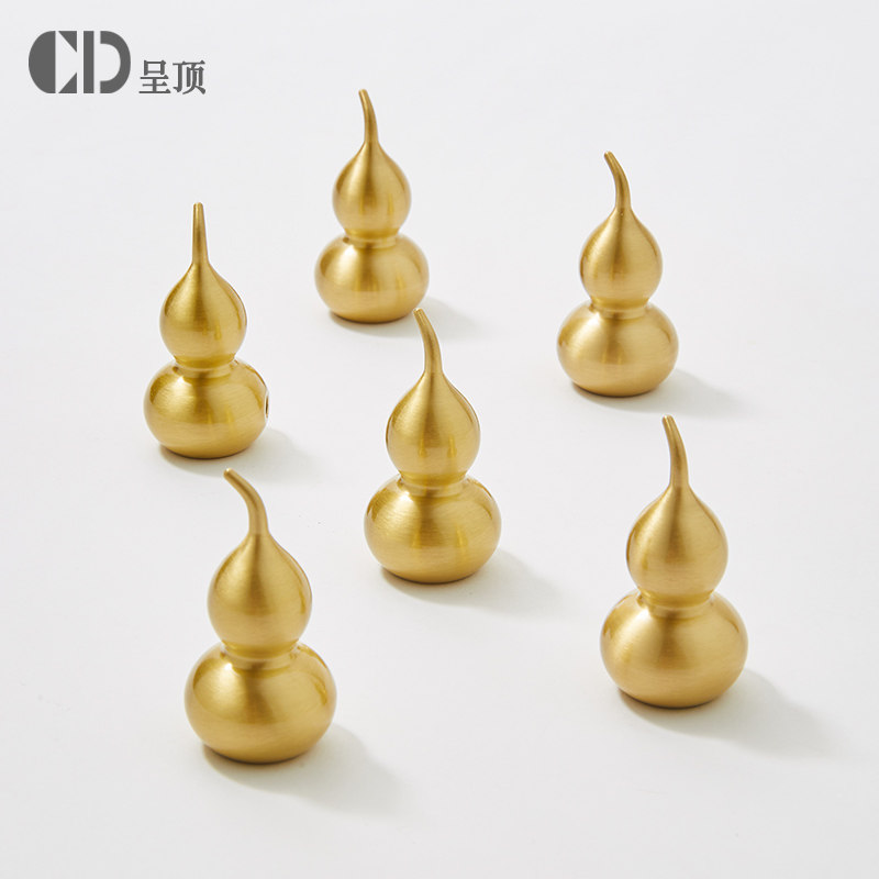 葫芦拉手个性创意黄铜中式厨房抽屉衣柜门金色纯铜五金单孔门把手,淘宝优惠券,粉丝福利购,淘宝优惠卷