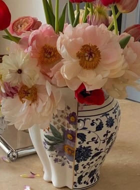 周冬雨同款sele中西合壁花瓶高级感骨瓷花器P入户玄关摆件客厅摆